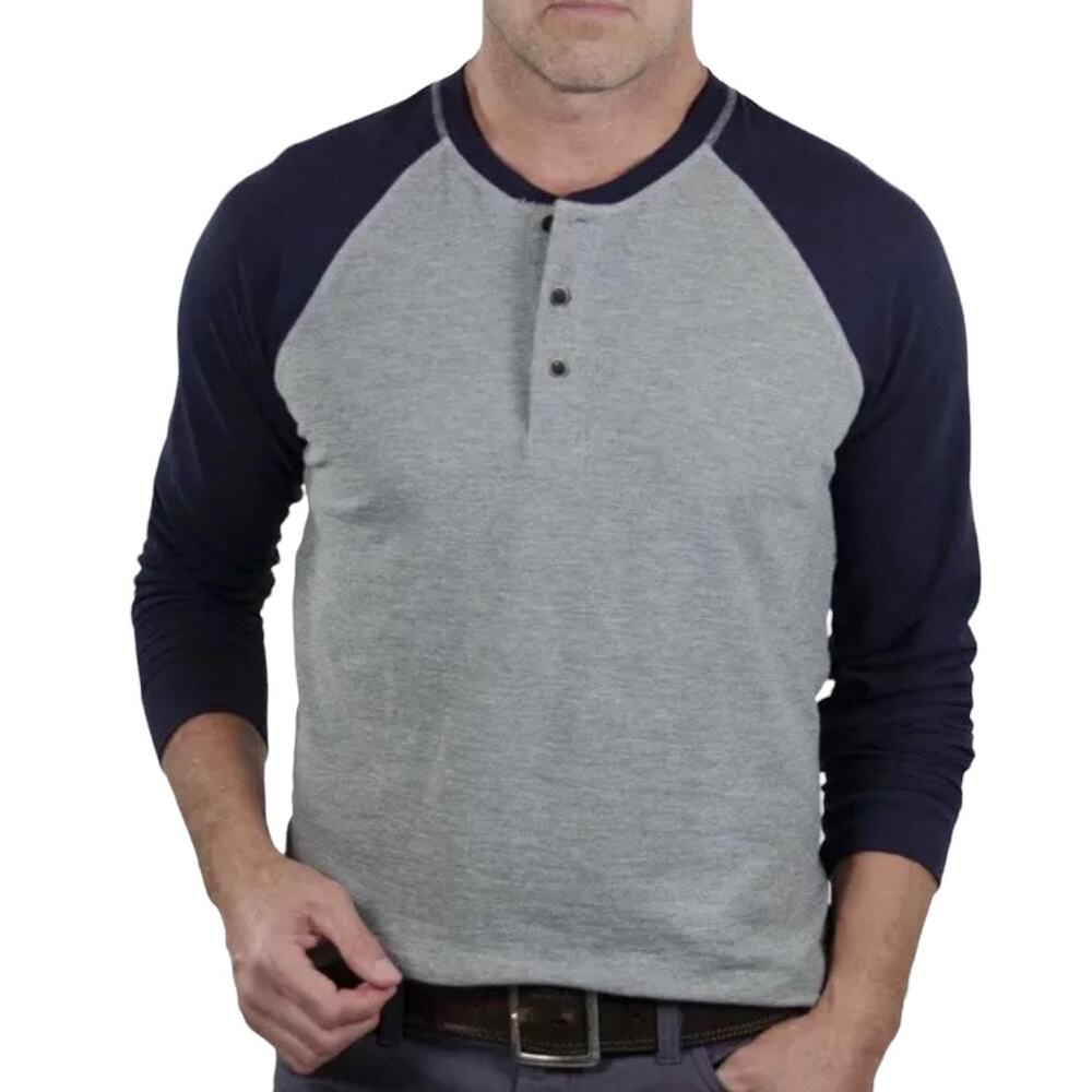 Tailor vintage navy blazer heather gray‎ Henley size M long sleeve